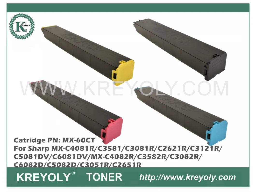 MX-60CT Color Toner for Sharp MX-C4081R/C3581/C3081R/C2621R/C3121R/C5081DV/ C6081DV/MX-C4082R/C3582R/C3082R/C6082D/C5082D/C3051R/C2651R